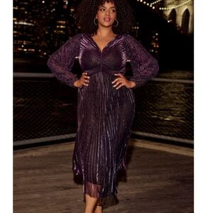 Avenue Deep Purple Long Sleeve Dress